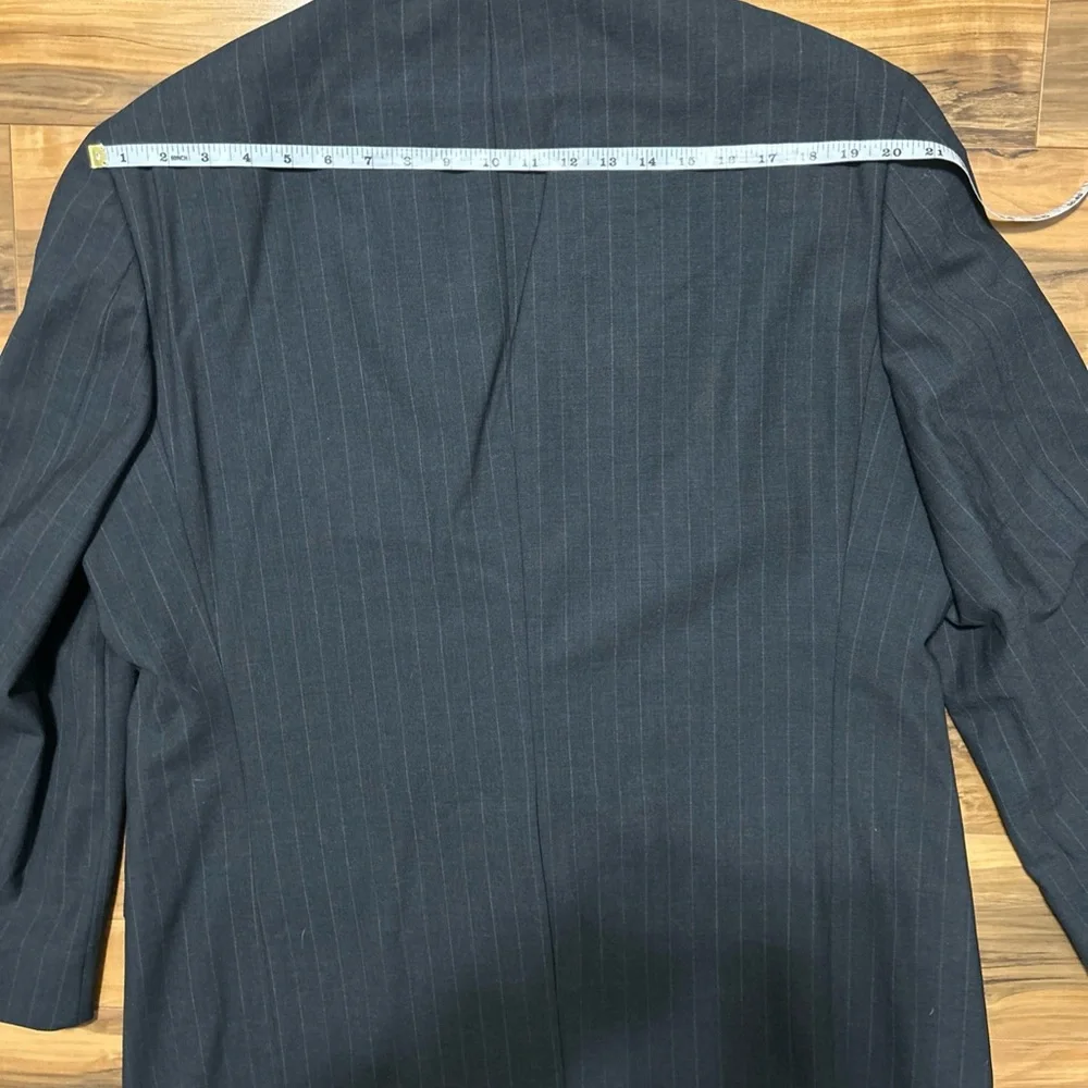 Vintage Brooks Brothers Brooksease Charcoal Gray Pinstripe Wool Blazer 46R